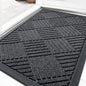 OLANLY Front Door Mat Outside Entrance 35x23, Absorbent, Heavy Duty Sturdy Natural Rubber Doormat Indoor Outdoor, Stain Fade Resistant, Non-Slip Low Profile Floor Mat for Entryway, Black Gray Diamond