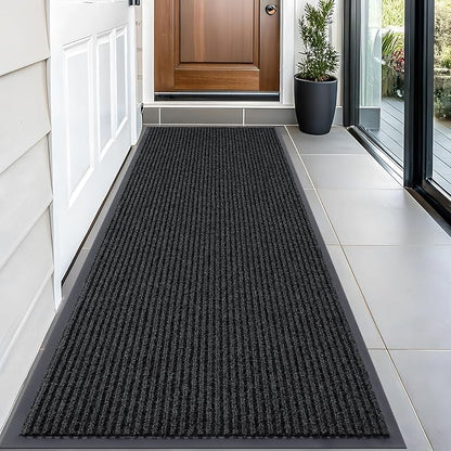 OLANLY Front Door Mat Indoor Outdoor Entrance, Waterproof Heavy Duty Doormat, Fade Resistant, Low Profile, Easy Clean Patio Porch Welcome Floor Mats for Entry, 59x23, Black