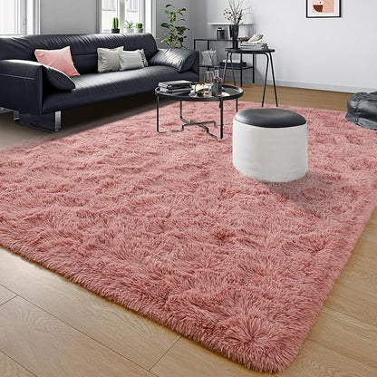 Tepook Super Soft Fluffy Rugs for Bedroom, Shag 5x8 Area Rugs for Living Room, Modern Shaggy Rug Fuzzy Carpets for Kids, Plush Indoor Nursery Home Decor Rug with Non-Slip Bottom, Blush