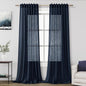 Nanspring Navy Blue Linen Curtains for Living Room 2 Panels Set Extra Long Back Tab Light Filtering Semi Sheer Curtain Drapes for Bedroom Neutral Farmhouse Ceiling to Floor for Large Window 52x100