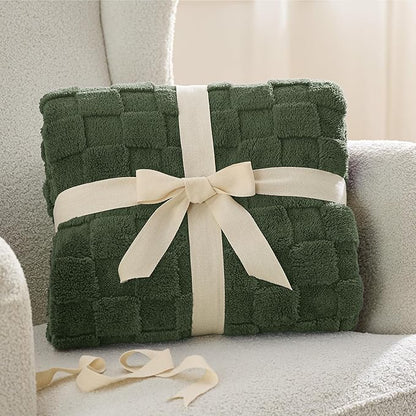 Bedsure GentleSoft Bronze Green Throw Blanket for Couch - Checkered Fleece Spring Blankets Gifts for Kids Girls, Cute Soft Cozy Throw for Bedroom Home Decor Gifts, 50x60 Inches