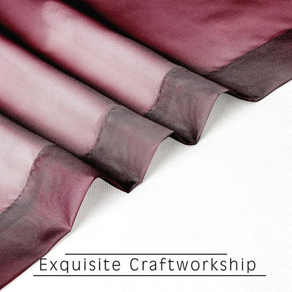 OVZME Burgundy Sheer Curtains 63 inch Length 2 Panels Set for Christmas, Elegant Light Filtering Airy Burgundy Voile Window Treatments, Each is 42W x 63L