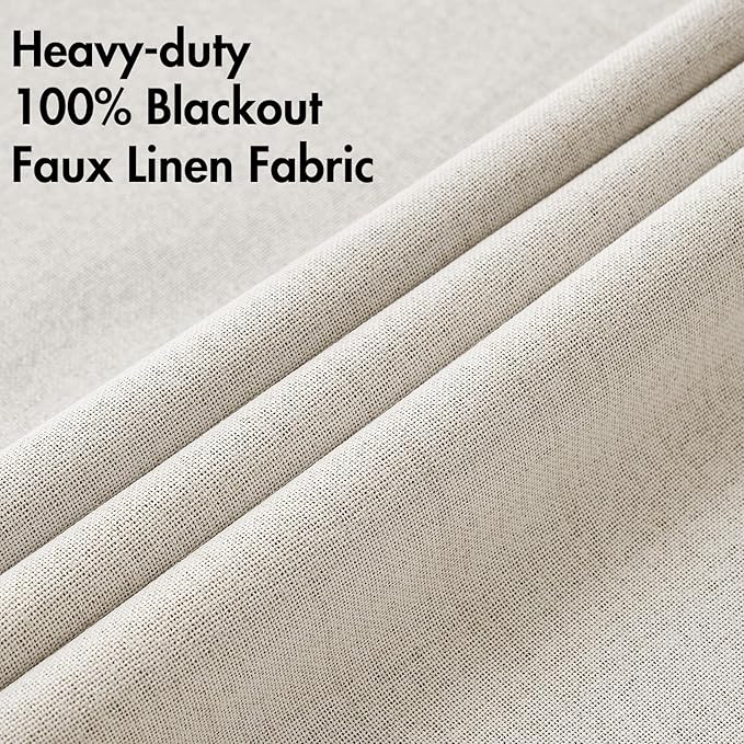 MIULEE Linen Blackout Curtains for Bedroom Thermal Insulated Birch Grommet Room Darkening Black Out Drapes for Living Room Nursery 52 x 54 Inch (2 Panels)
