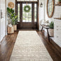 4x10 Washable Hallway Runner Rug：Moroccan Non-Slip Wide Runners for Entryway Kitchen Soft Modern Geometric Low-Pile Rugs for Living Room Thin Waterproof Carpet for Bedroom Bathroom Laundry(Beige,4x10)