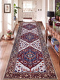 SERISSA Runner Rug for Hallways, 2'6"x10' Washable Non Slip Kitchen Runner Rug, Long Boho Rug Vintage Burgundy Navy Hallway Stair Ultra Soft Print Floor Carpet for Bedroom Bathroom Laundry Room