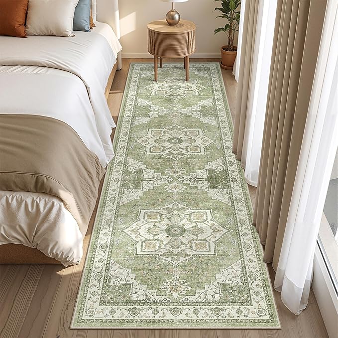 Kitchen Runner Rug Non Slip Washable 2.5x8, Soft Low Pile Entryway Rug Runners for Hallways,Carpet Runner for Living Room,Kitchen, Laundry, Bathroom(Light Green,2.5'x8')