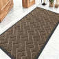 OLANLY Front Door Mat Indoor Outdoor Entrance, Waterproof All-Season, All-Weather Doormat, Sturdy Natural Rubber, Low Profile, Easy Clean Patio Porch Entryway Mat, Herringbone Brick (Brown, 47x23)