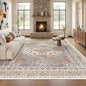 Washable Rugs 8x10 Area Rugs for Living Room, Non-Slip Backing Large Rug for Nursery Room, Vintage Floral Bedroom Rugs, Thin Indoor Home Decor Soft Farmhouse Rug (Orange,8'x10')