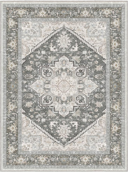 OPPODREAM Soft Area Rugs 9x12 Living Room, Washable Rugs 9x12 with Non Slip Backing, Faux Cashmere Low-Pile 9 x 12 Carpet, Greenish Grey