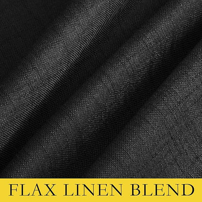 NICETOWN Vintage Open Linen Weave Flax Thermal Curtains, 100% Blackout Curtains 60 inches Long for Dining Room, Soundproof Window Treatment Drapes for Cupboard, Black, 34" Wide Per Panel, Set of 2