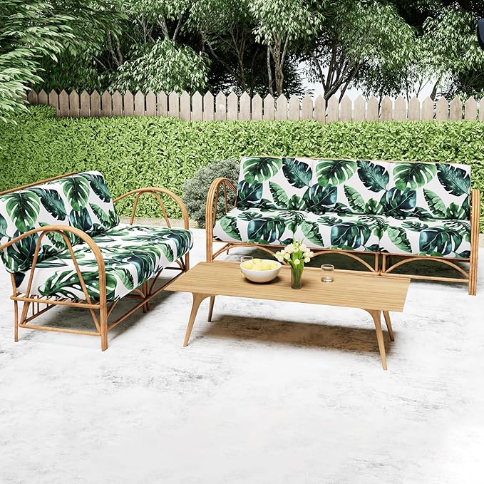 Smiry Printed Couch Cushion Covers, Stretch Soft Couch Covers for Sofa, Washable Non-Slip Sofa Slipcover Furniture Protector for Indoor and Outdoor (Large, Green)