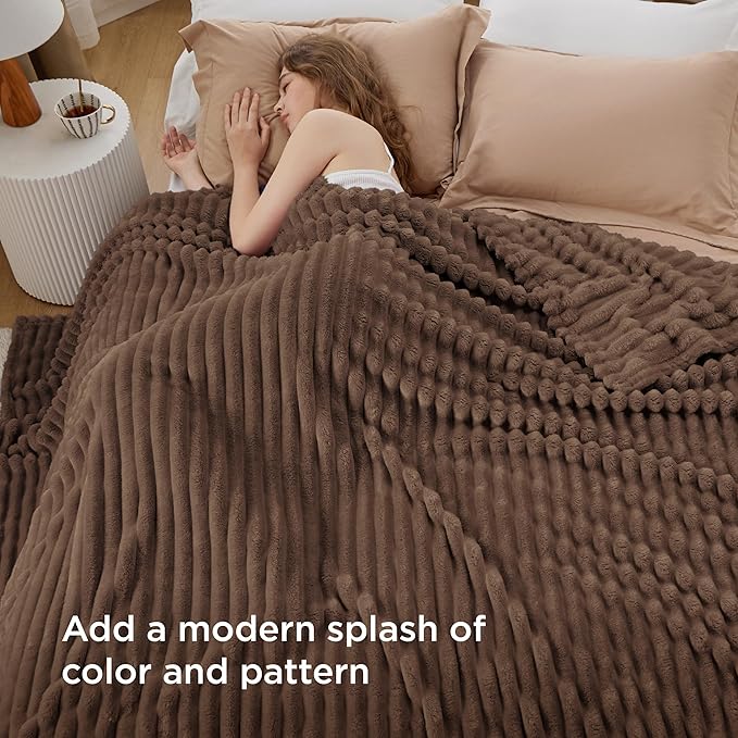 Bedsure GentleSoft Brown Fleece Blanket for Couch -Cozy Soft Blankets for Women, Cute Small Throws for Girls, 90x90 Inches