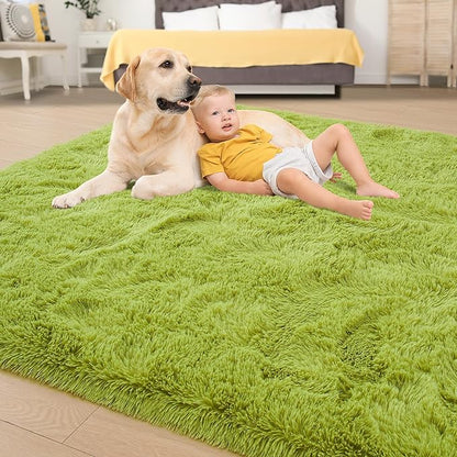 Tepook Area Rugs 9x12 for Living Room, Super Soft Fluffy Rugs for Bedroom, Modern Shaggy Rug Fuzzy Carpets for Kids, Plush Indoor Nursery Home Decor Rug with Non-Slip Bottom, Grass Green