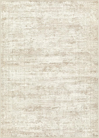 5x8 Area Rug Living Room Rugs - Washable Neutral Modern Abstract Soft Thin Rug Indoor Floor No Slip Rug Carpet for Bedroom Under Dining Table Home Office Decor - Beige/Brown