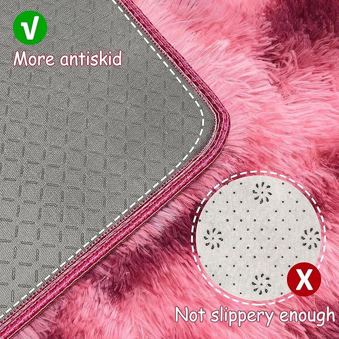 Tie-Dyed Red 2x8 Machine Washable Runner Rugs for Hallway Soft Fluffy Shaggy Bedside Rugs for Bedroom Living Room Indoor Floor Carpet for Kids Girls and Boys Nursery Rooms Home Decor Aesthetic