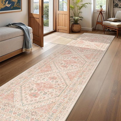 Kitchen Runner Rug Non Slip Washable 2.5x10, Soft Ultra-Thin Entryway Rug Runners for Hallways, Carpet Runner for Living Room,Kitchen, Laundry, Bathroom(Pink,2.5'x10')