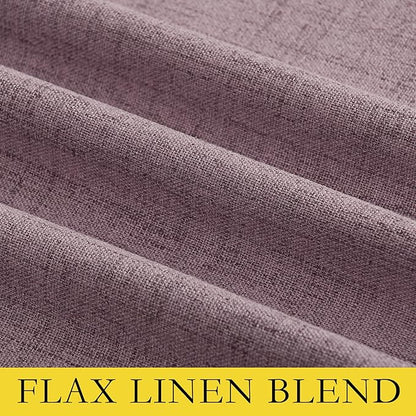 NICETOWN Chaise Mauve Vintage Linen 100% Blackout Curtains for Living Room, Thermal Insulated Curtains 108" Long, Noise Reducing Window Treatment Drapes for Hall Room, 52" Wide Per Panel, Set of 2