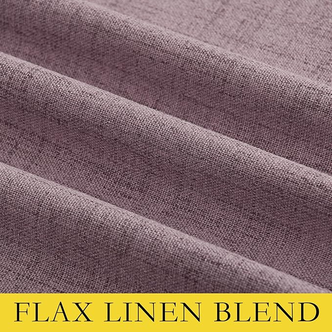 NICETOWN Chaise Mauve Vintage Linen 100% Blackout Curtains for Living Room, Thermal Insulated Curtains 120“ Long, Noise Reducing Window Treatment Drapes for Home Office, 62" Wide Per Panel, Set of 2