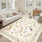 Dog 6x9 Area Rugs for Living Room, Machine Washable Animal Floral Vintage Rug Non-Slip Low Pile Soft Throw Rugs for Bedroom Dining Room Kitchen Nursery Playroom (6 x 9,Beige)