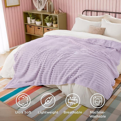 Bedsure GentleSoft Lavender Fog Fleece Blanket for Couch - Super Soft Cozy King Blankets for Women, Cute Small Blanket for Girls, 108x90 Inches