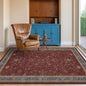 Turkish 4x6 Rug for Living Room Small - Area Rug for Kitchen, Bedside, Foyer Large Entryway Indoor - Washable Stain Resistant Non Slip, Unique Victorian Art Deco, Maroon & Burgundy