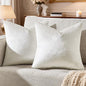 GIGIZAZA Beige Velvet Pillow Covers: Pack of 2 Throw Pillows Soft Solid Covers 16x16 - Decorative Modern Couch Small Cushion Covers,Living Room,Bedroom,Sofa