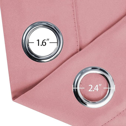 LEMOMO Pink Thermal Blackout Curtains/52 x 54 Inch/Set of 2 Panels Room Darkening Curtains for Bedroom