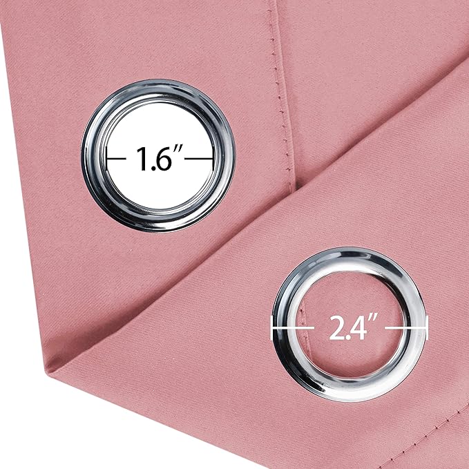 LEMOMO Pink Blackout Curtains 34 x 63 Inch Length/Set of 2 Curtain Panels/Thermal Insulated Room Darkening Blackout Curtains for Bedroom