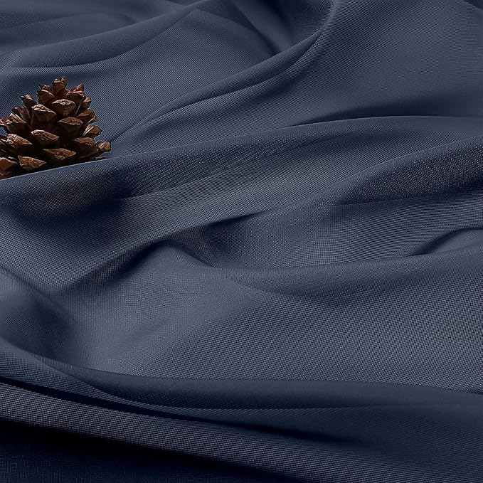 OWENIE Navy Blue Sheer Curtains 72 Inches Long 2 Panels Set, Transparent Voile Sheer Curtain for Living Room Bedroom Window Sliding Glass Door Treatment, 59 x 72 Inch, Navy Blue