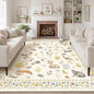 Cat 8x10 Area Rugs for Living Room, Machine Washable Animal Floral Vintage Rug Non-Slip Low Pile Soft Throw Large Rugs for Bedroom Dining Room Kitchen Nursery Playroom (8 x 10,Beige)