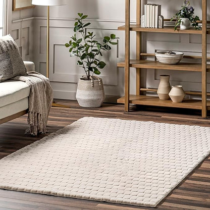 Nuloom Nia Beige, 3'9" x 6', Cozy Shag, Fluffy and Soft, High Traffic, Stain Resistant, Easy Clean, Durable Machine Washable Area Rug for Bedroom, Living Room, Dining, Den, Foyer, Entryway