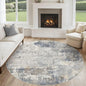 UERMEI 6ft Round Area Rug Living Room Rugs - 6x6 Washable Neutral Modern Abstract Soft Thin Rug Indoor Floor No Slip Rug Carpet for Bedroom Under Dining Table Home Office Decor - Blue Grey