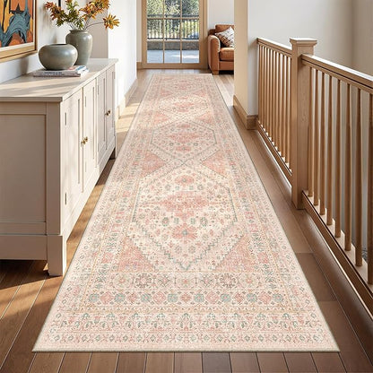 Kitchen Runner Rug Non Slip Washable 2.5x10, Soft Ultra-Thin Entryway Rug Runners for Hallways, Carpet Runner for Living Room,Kitchen, Laundry, Bathroom(Pink,2.5'x10')