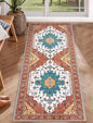 SERISSA Boho Washable Runner Rug, 2x5 Rug Non-Slip Vintage Orange Hallway Kitchen Runner Rug Ultra Soft Print Distressed Floor Carpet for Bedroom Bathroom Laundry Living Room