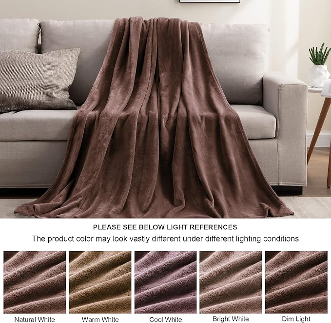 BEDELITE Fleece Blankets Queen Size Brown Throw Blankets for Bed, Luxury Plush Cozy Fuzzy Blanket 90x90 inches, Super Soft Warm Lightweight Throw Blanket All Seasons Suitable