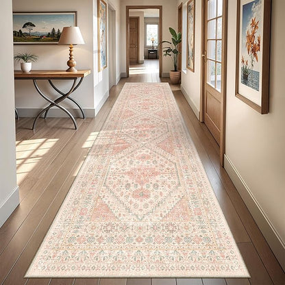 Kitchen Runner Rug Non Slip Washable 2.5x10, Soft Ultra-Thin Entryway Rug Runners for Hallways, Carpet Runner for Living Room,Kitchen, Laundry, Bathroom(Pink,2.5'x10')