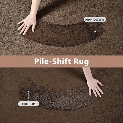 FinRèc 5x7 Washable Area Rugs for Bedroom Living Room, Low Pile Thin Rug Solid Color, Non-Slip Carpet Indoor for Home Decor (Pure Brown)