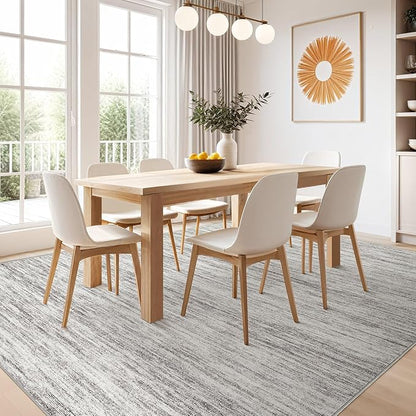 Nakagishi 10x14 Area Rugs Living Room: Washable Large Vintage Rug Neutral Non-Slip Soft Stain Resistant Indoor Carpet for Bedroom Nursery Dining Room Office Playroom - Grey-01