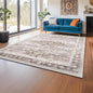 Hazo Haus Washable Neutral Farmhouse Living Room Rug, 5x8 Area Rugs for Bedroom Under Bed, Nursery Room, Boho Vintage Floral Non-Slip Rug Low Pile Stain Resistant (5x8 Beige/Latte)