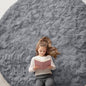 OLANLY Light Grey Round Rugs for Bedroom - Machine Washable, 8 ft Circle Area Rugs for Living Room, Soft and Fluffy Shaggy Carpet for Teen Girls and Boys, Nursery Rooms, Dorms, Home Decor Aesthetic