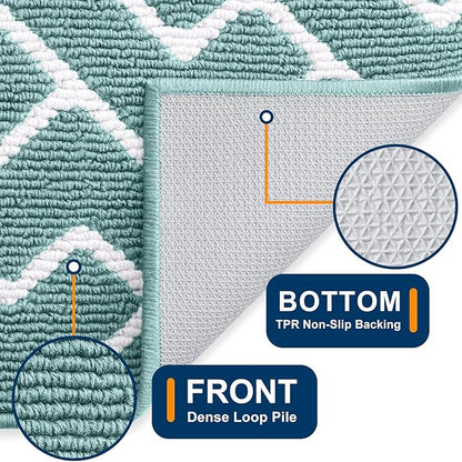 OLANLY Front Door Mat, Non-Slip Rubber Backing, Dirt Resistant and Absorbent, Washable, Easy to Clean Low-Profile Indoor Doormat for Back Door, Entryway, Inside Entrance, 48x32, Sage Green