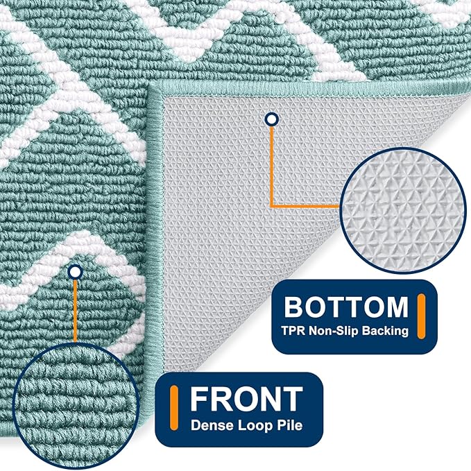 OLANLY Front Door Mat, Non-Slip Rubber Backing, Dirt Resistant and Absorbent, Washable, Easy to Clean Low-Profile Indoor Doormat for Back Door, Entryway, Inside Entrance, 32x20, Sage Green