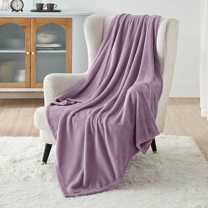 Bedsure GentleSoft Fleece Throw XL Blanket Fog Purple - 300GSM Soft Lightweight Plush Cozy Blankets for Bed, Sofa, Couch, Travel, Camping, 50x70 inches