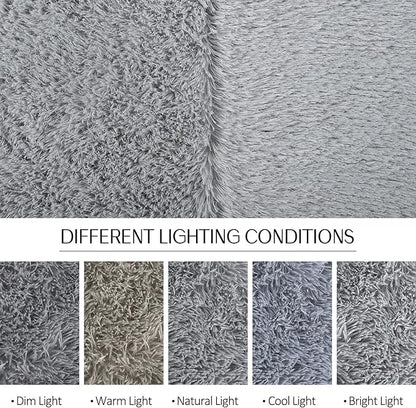 TWINNIS Super Soft Shaggy Rugs Fluffy Carpets, 8x10 Feet, Indoor Modern Plush Area Rugs for Living Room Bedroom Kids Room Nursery Home Decor, Upgrade Anti-Skid Rectangular Fuzzy Rug, Grey