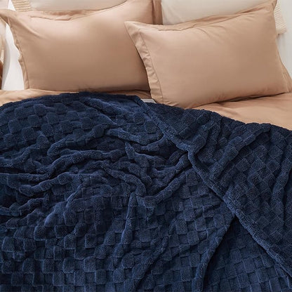Bedsure GentleSoft Blankets Queen Size for Bed - Super Soft Cozy Blanket for Kids Girls, Large Fuzzy Fleece Throw for Bedroom Decor, Navy, 90x90 Inches