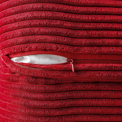 MIULEE Decorative Euro Sham Throw Pillow Covers for Couch Bed Livingroom 24x24 Inch Set of 2 Red Boho Accent Throw Pllows Broadside Striped Patchwork Soft Corduroy Pillowcases