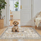 Madane Washable Area Rug 2x3, Small Entryway Rug Non-Slip Vintage Door Mat Indoor Entrance, Low Pile Floor Carpet for Inside Front Door Bedroom Kitchen Entry Laundry (2'x3', Brown/Gold)