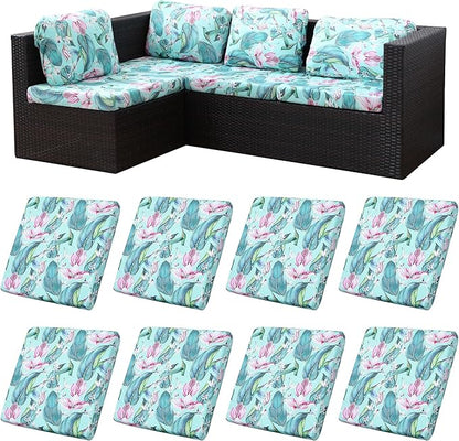 8Pcs Stretch Patio Cushion Covers,Outdoor Couch Covers Replacement,Outdoor Couch & Sofa Slipcovers,for Patio Furniture Cushion Covers,Washable Reusable urniture Protector(Hummingbird,8PCS)