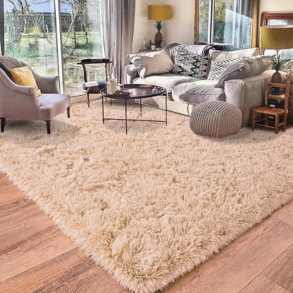 Rugs for Living Room 6x9, Soft Shaggy Modern Shag Area Rug for Bedroom, Upgrade Non-Slip Plush Fluffy Carpet for Kids Boys Girls Room Home Decor Aesthetic, Camel