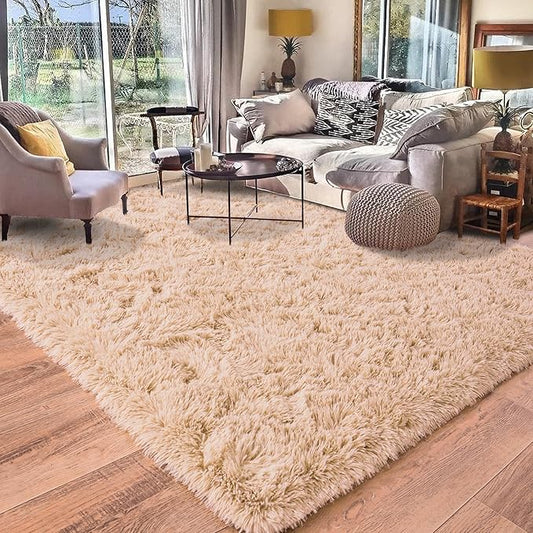 Rugs for Living Room 10x14, Soft Shaggy Modern Shag Area Rug for Bedroom, Upgrade Non-Slip Plush Fluffy Carpet for Kids Boys Girls Room Home Decor Aesthetic, Camel